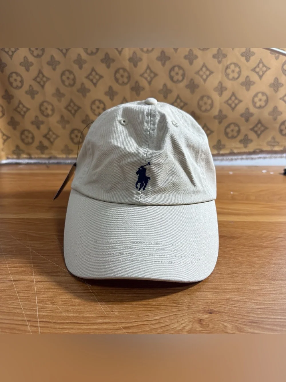 Polo by Ralph Lauren Khaki Baseball Cap with Navy Pony